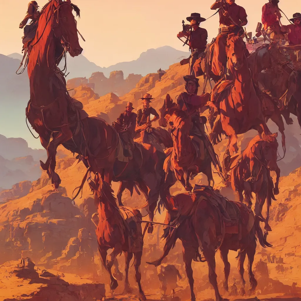 Prompt: western background stylized, art gta 5 cover, official fanart behance hd artstation by jesper ejsing, by rhads, makoto shinkai and lois van baarle, ilya kuvshinov, ossdraws, by feng zhu and loish and laurie greasley, victo ngai, andreas rocha, john harris