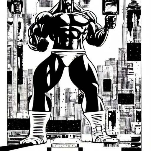 Image similar to lou ferrigno cyberpunk hercules by otomo