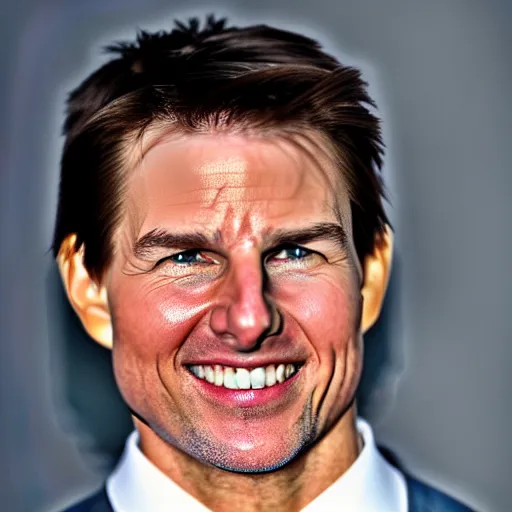 Prompt: micro detailed Tom Cruise grinning with sharp teeth, fine details, expressive, professional, studio quality photo,