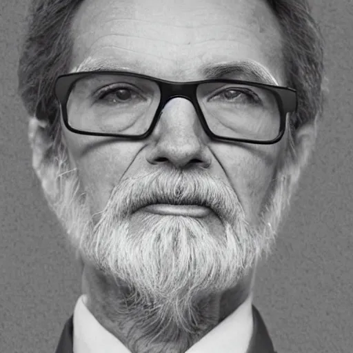 Prompt: highly detailed, hyper-realistic, image of a 76 year old chemistry professor, white complexion, long wavy messy gray hair, eyeglasses, hawk nose, no moustache