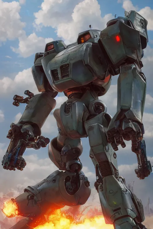 Image similar to mechwarrior 5 : mercenaries mech megaman transformer robot boss tank engine game octane render, 4 k, hd 2 0 2 2 3 d cgi rtx hdr style chrome reflexion glow fanart, global illumination ray tracing hdr fanart arstation by ian pesty by jesper ejsing pixar and disney unreal zbrush central hardmesh