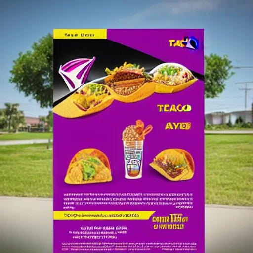 Prompt: Taco Bell Flyer for newest item The Holeblower