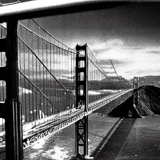 Image similar to 1 9 7 0 s, movie still frame, black and white, photorealistic highly detailed, 8 k, sit - com, body - horror, chtulhu emerges in san francisco bay, wires