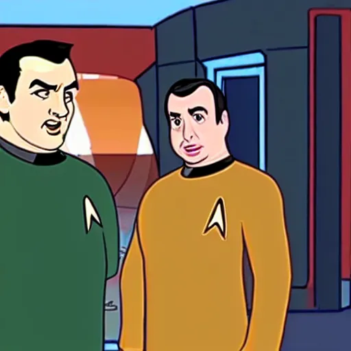 Image similar to mike stoklasa and rich evans from redlettermedia in star trek the animated series