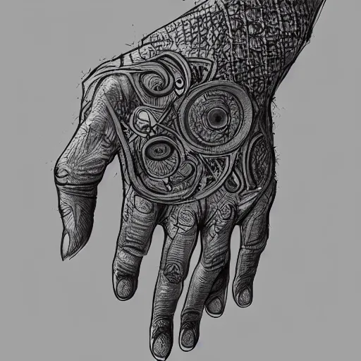 drawing of a hand, intricate, digital painting, | Stable Diffusion ...