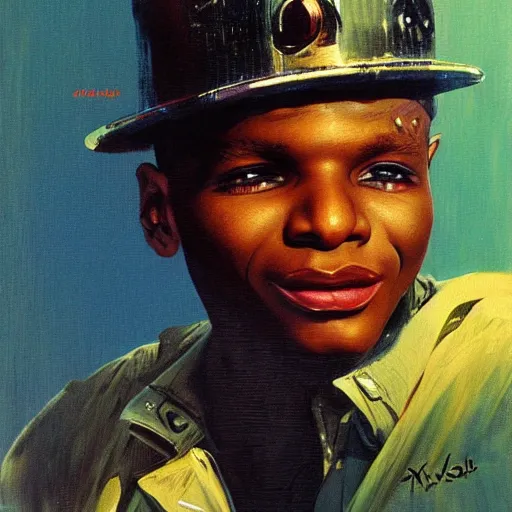 Image similar to a painting of wizkid by bruce pennington.