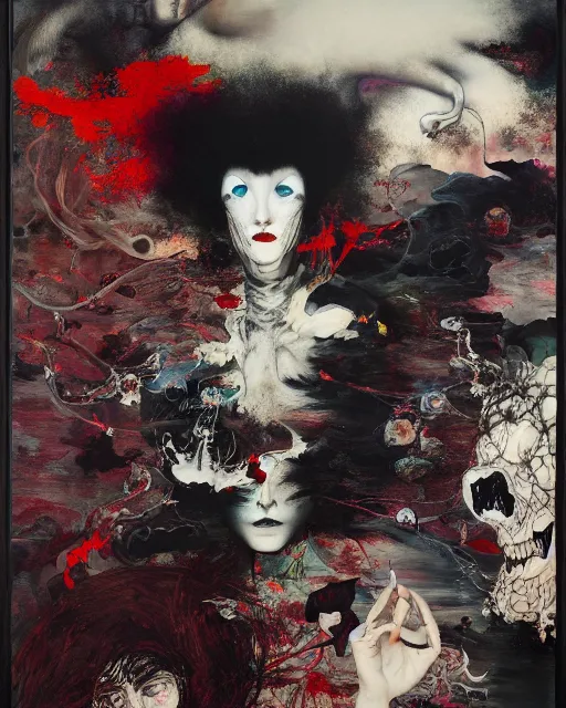 Image similar to now you will understand why you fear the dark, hauntingly surreal, gothic, rich deep colours, painted by francis bacon, adrian ghenie, james jean and petra cortright, part by gerhard richter, part by takato yamamoto. 8 k masterpiece.