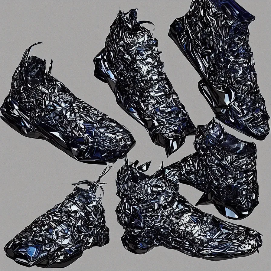 Image similar to futuristic balenciaga sneakers, nft art, highly detailed, hyper realistic, art by todd mcfarlane