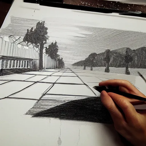 Prompt: Art demo of seven point perspective.