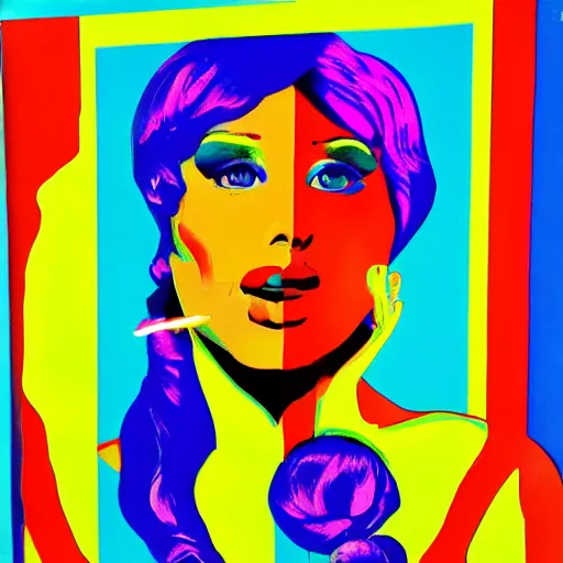 Image similar to rainbow qedtherese. pop art.