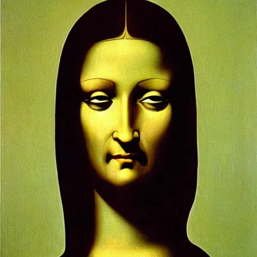 Image similar to monalisa by ZDZISŁAW BEKSIŃSKI, in the style of ZDZISŁAW BEKSIŃSKI, painted by ZDZISŁAW BEKSIŃSKI, made by ZDZISŁAW BEKSIŃSKI, ZDZISŁAW BEKSIŃSKI's artwork, oil on canvas