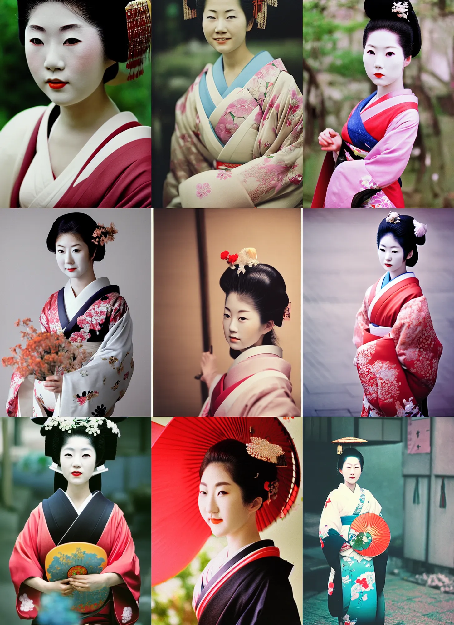 Prompt: Portrait Photograph of a Japanese Geisha Fujicolor Superia Reala