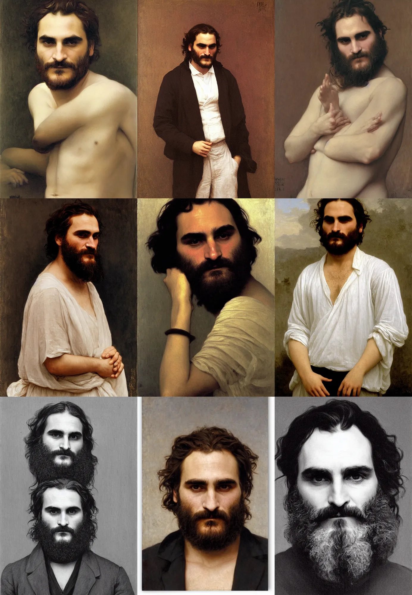 Prompt: portrait of joaquin phoenix by william bouguereau