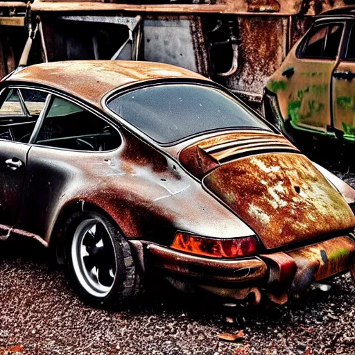 Image similar to rusty, scrap, salvage, junk 9 1 1 porsche