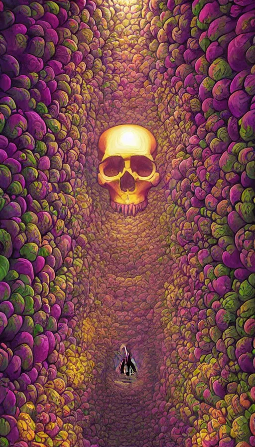 Image similar to The luminous cavern of floral skulls, italian futurism, Dan Mumford, da vinci, Josan Gonzalez