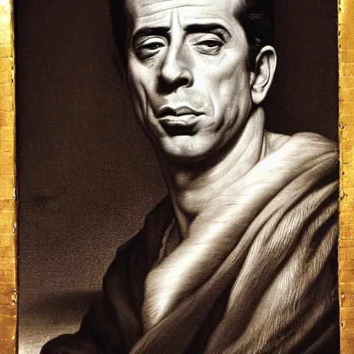Image similar to Humphrey Bogart as a Roman Senator, Close-up Portrait, baroque painting, beautiful detailed intricate insanely detailed 8K artistic photography, photorealistic, chiaroscuro, Raphael