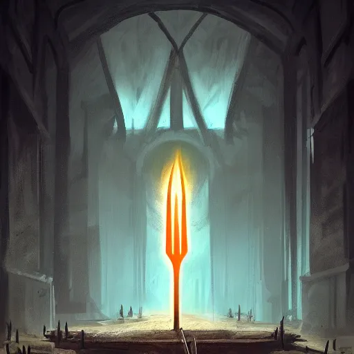 Image similar to Fork, solo, one fork, portrait, Path of Exile, Warhammrer, Diablo, Magic the Gathering, fantasy, gritty, cinematic lighting, centered, centered, symmetrical, symmetrical, highly detailed, digital painting, Artstation, concept art, sharp focus, 8k