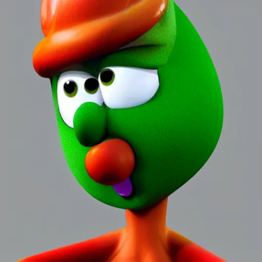 Image similar to larryboy from veggietales, profile picture, cgi render, highly detailed, studio lighting