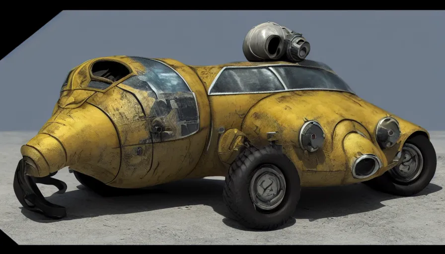 Prompt: fallout retro futuristic vehicle 3 d high octane model, 8 k photorealistic, hd, high details, trending on artstation