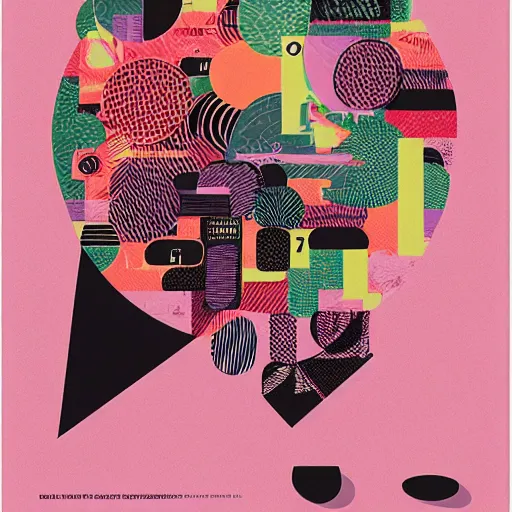 Prompt: graphic design poster by palefroi, nanae kawahara, elements in a composition, risoprint, illustrative and abstract