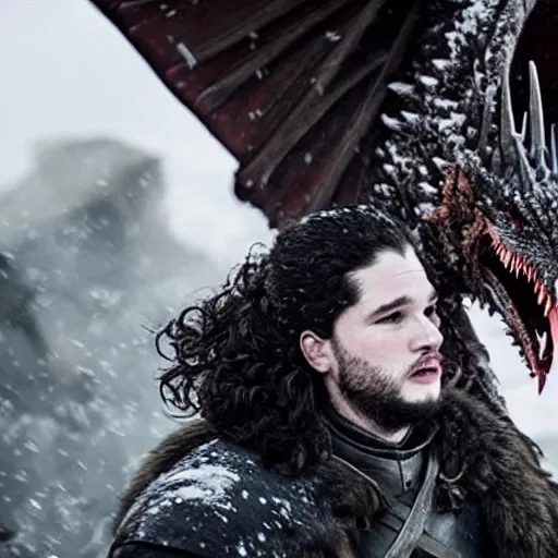 Image similar to Jon snow slaying a dragon