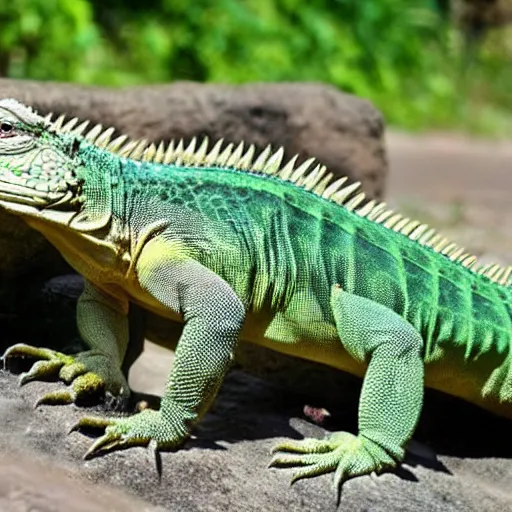 Prompt: iguana and crocodile hybrid animal