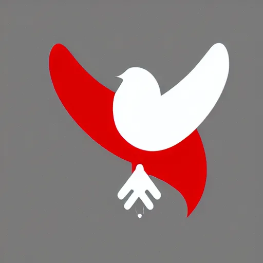 Image similar to geometric white eagle, flying above an open black book, icon, red background, vector, simple logo, cgsociety, artstation