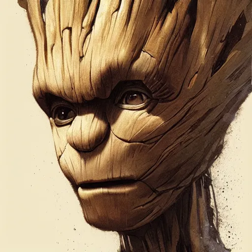 Prompt: portrait of groot as a jedi, Craig Mullins