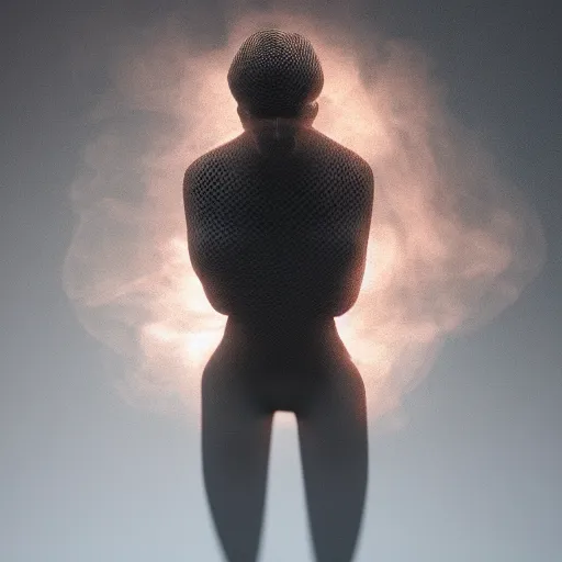 Prompt: man made of smoke simulation smoke particles octane render houdini mesh emitting particles