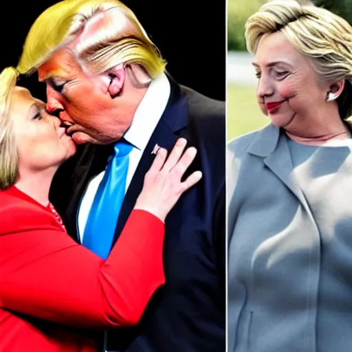 Prompt: donald trump kissing hillary clinton