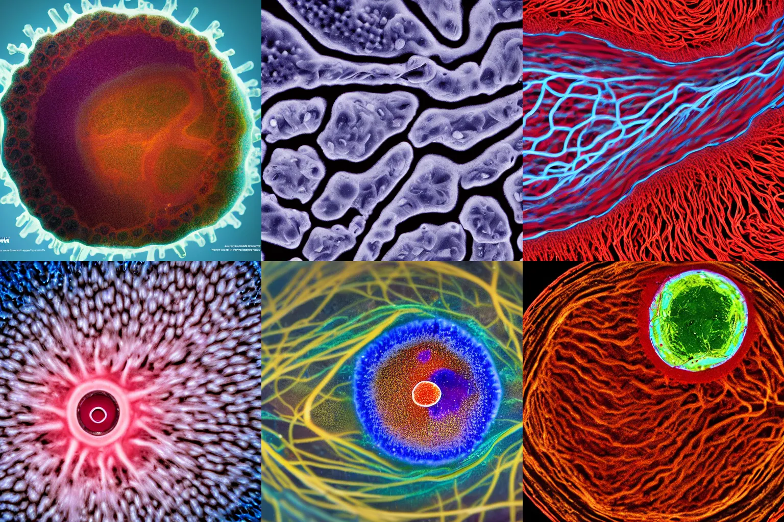 Prompt: bacteria zoom nucleus national geographic 4 k award winning microscopy photography