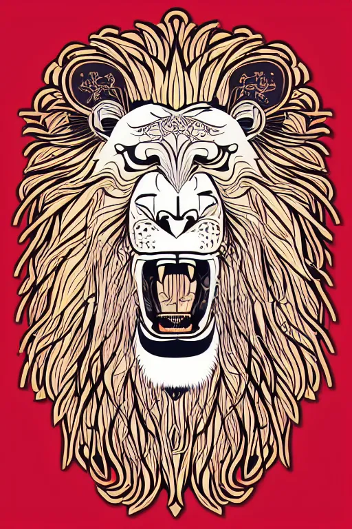 Image similar to Portrait of a lion as a samurai, samurai, japan, anime, sticker, colorful, illustration, highly detailed, simple, smooth and clean vector curves, no jagged lines, vector art, smooth