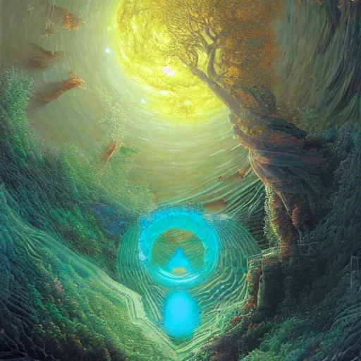 Prompt: digital painting detailed rotoscoped glitchcore fantasycore cryptographic cosmic convergence within vortex of elemental energies, painted by Ferdinand Knab and Beeple