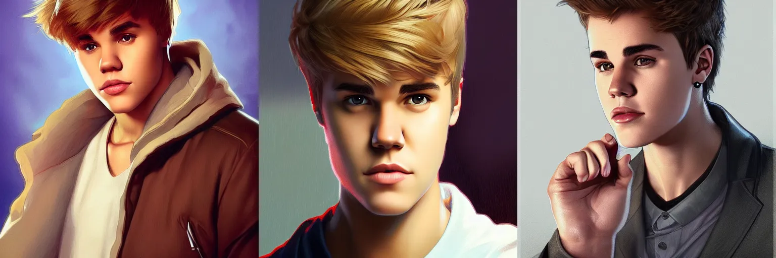 Prompt: portrait of Justin Bieber as a detective, highly detailed, digital painting, artstation, concept art, sharp focus, illustration, art by artgerm and greg rutkowski and alphonse mucha