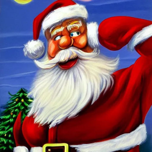 Prompt: Ed Roth painting of Santa Claus
