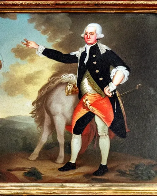 Prompt: eighteenth century oil painting of george washington getting absolutely wasted at a bachelor party