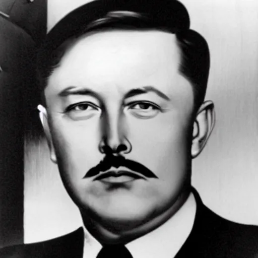 Image similar to Elon Musk as Adolf Hitler, 1943, black and white photo