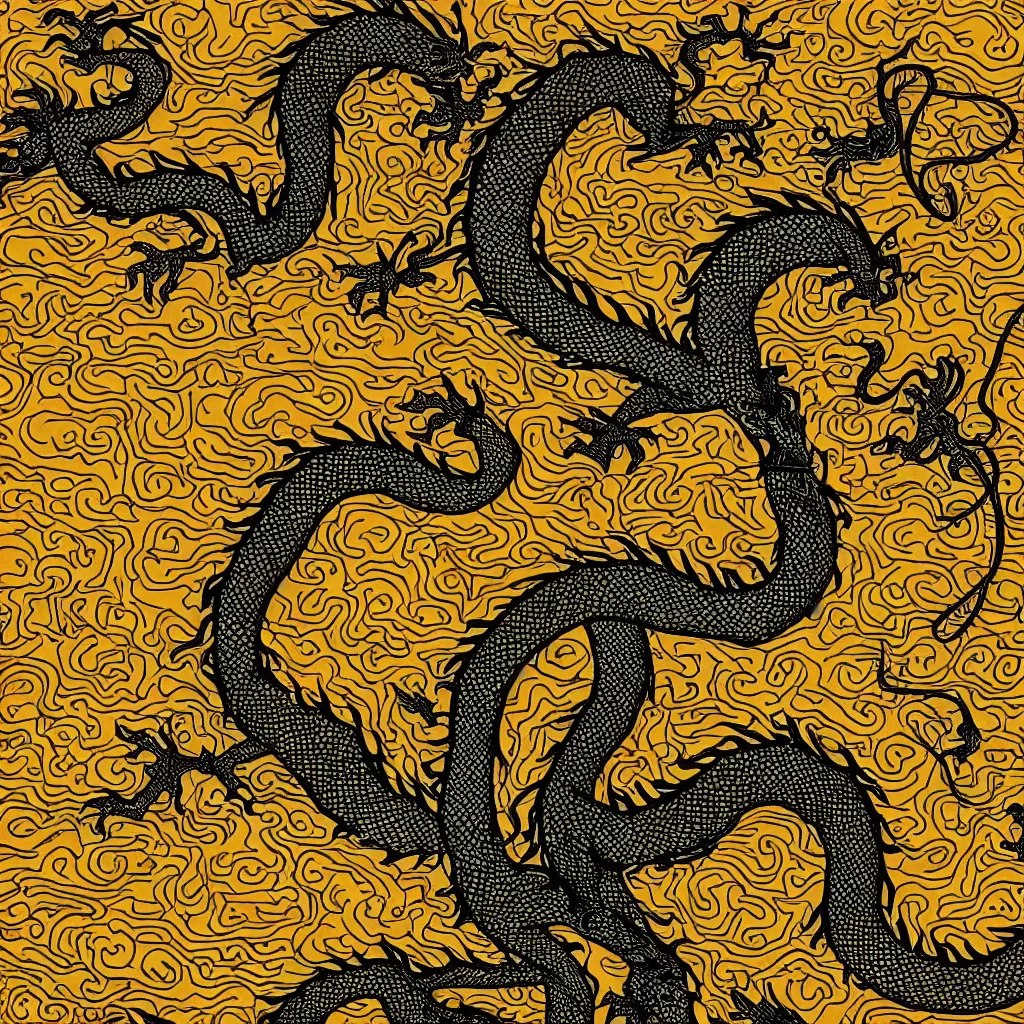 Prompt: dragon drinks beer, chinese style, 4 k, golden color, dark background, pattern, texture