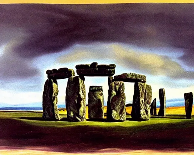 Image similar to painting of Stonehenge by Salvador Dali