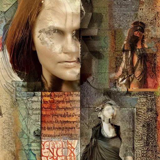 Image similar to detailed and highly reliefed mixed media digital collage textures, spectacular quality