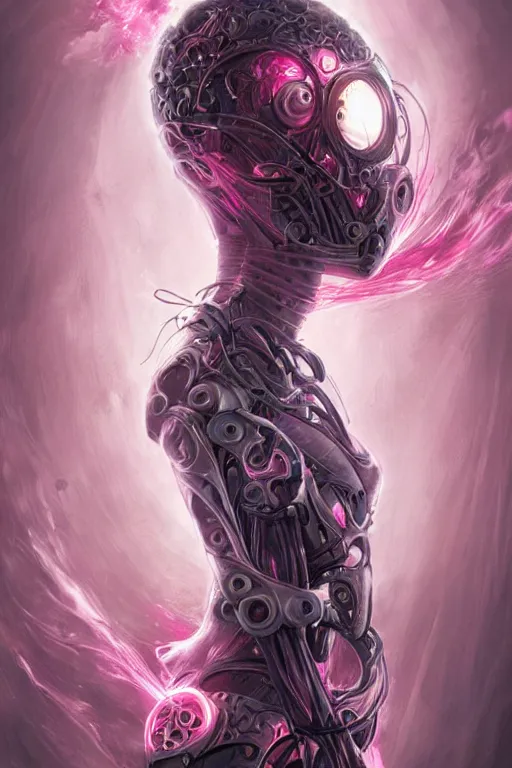 Image similar to Biomechanical Amulet Imbued with Pink Vapor, digital art, fantasy, magic, professional illustration by Seb McKinnon, WLOP, and artgerm, illustration