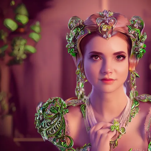 Image similar to wonderful princess of emerald with fair skin, ornate 8 k gorgeous intricate detailed, accent lighting, dramatic light, octane render