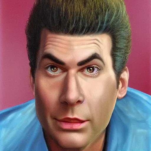 Prompt: a portray realistic of kramer from seinfeld