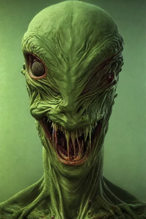 Image similar to perfectly - centered horror portrait - photograph of a brutal scary terrifying ugly monstrous alien goblin creature real life portrait by beksinski and jean delville, slimy pus oozing specular, unreal engine 5, photorealism, hd quality, 8 k resolution, cinema 4 d, hdr dramatic cinematic lighting