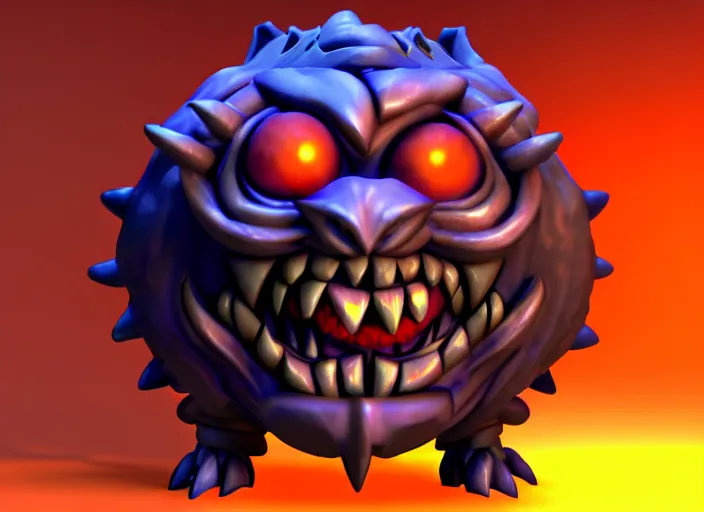 Image similar to raging oni beholder head, stylized stl, 3 d render, activision blizzard style, hearthstone style, darksiders art style