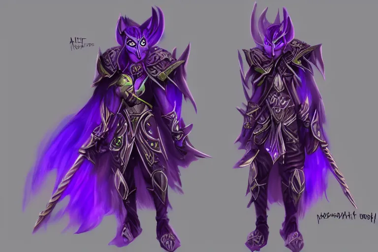 Image similar to purple warrior night elf, world of warcraft, trending on art station, fantasy, smooth