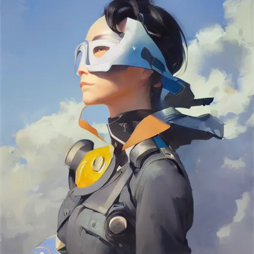 Image similar to greg manchess portrait painting of asada shino sinon as overwatch character, medium shot, asymmetrical, profile picture, organic painting, sunny day, matte painting, bold shapes, hard edges, street art, trending on artstation, by huang guangjian and gil elvgren and sachin teng