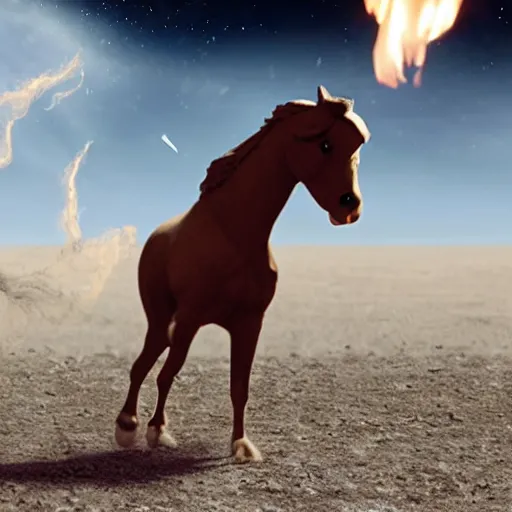 Image similar to cinematic scene of an astronaut horse doing kung fu