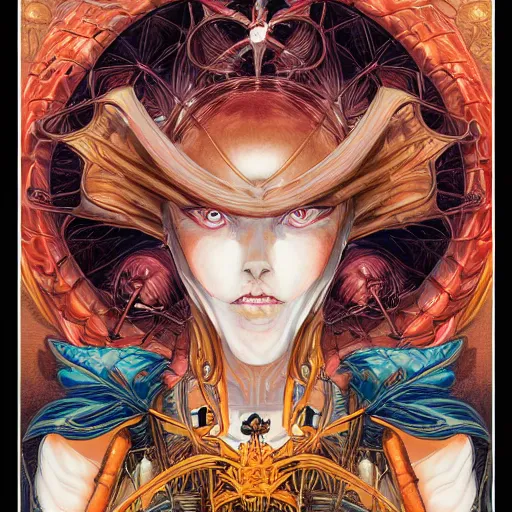 Image similar to portrait of crazy mary virgin, symmetrical, by yoichi hatakenaka, masamune shirow, josan gonzales and dan mumford, ayami kojima, takato yamamoto, barclay shaw, karol bak, yukito kishiro