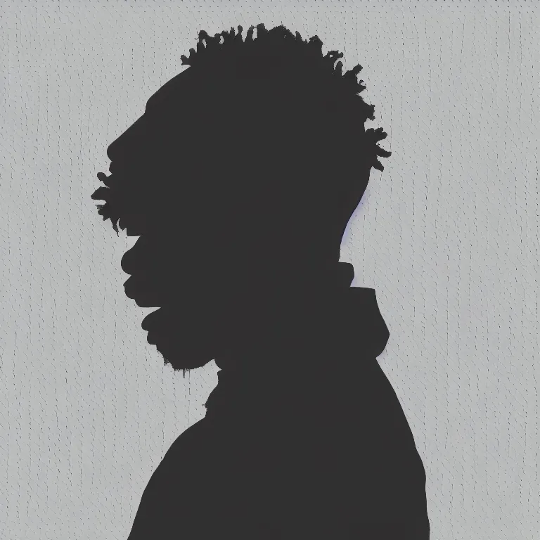 Image similar to silhouette of rapper rapping, holding microphone, profile view, distinct, 4k